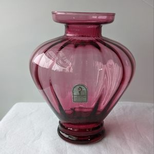 Vintage Pilgrim Glass Cranberry Blown Glass Flower Vase